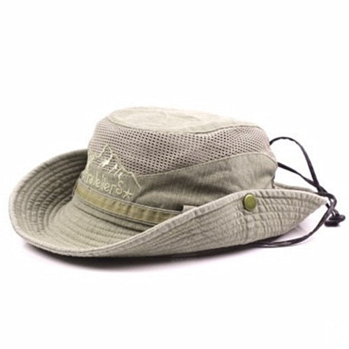 XdanqinX Adult Men&#39;s Cap Summer Mesh Breathable Retro 100% Cotton Bucket Hat Panama Jungle Fishing Hats Novelty Dad&#39;s Beach Cap