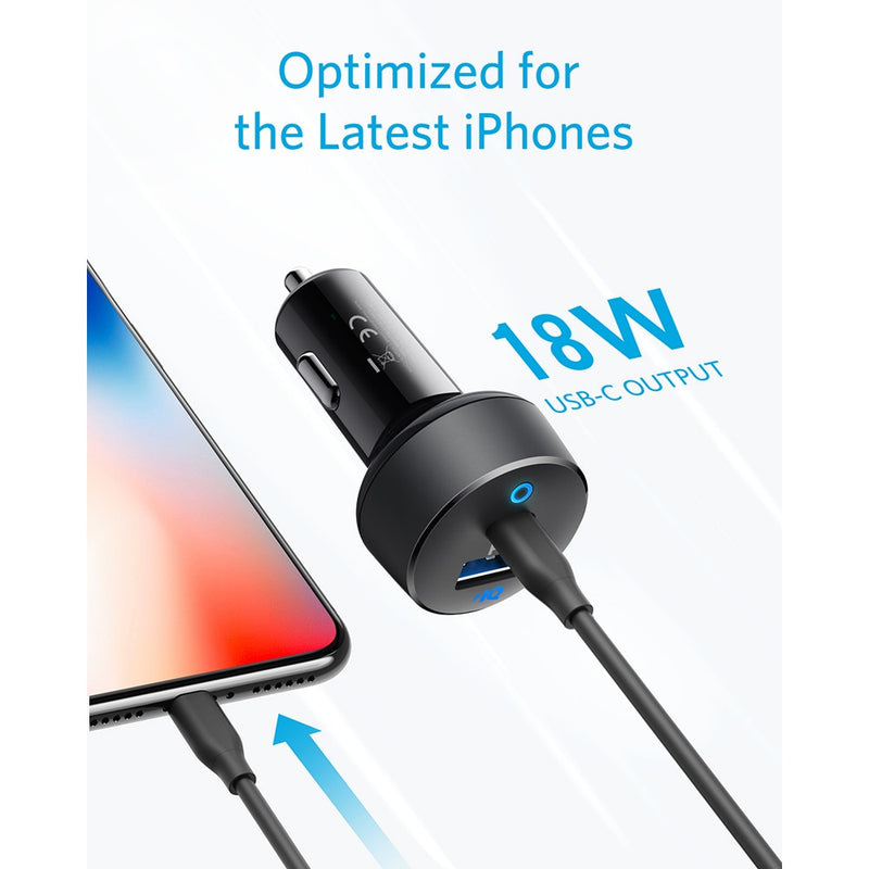Anker Car Charger USB C 30W 2-Port with 18W Power Delivery and 12W PowerIQ PowerDrive PD 2 with LED for iPad iPhone and  more