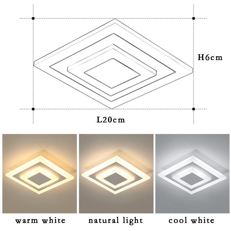 Quadratische moderne LED-Deckenleuchte 15W 110V 220V Kronleuchter Deckenleuchte für Korridor Licht Sternlampe Wohnzimmer Schlafzimmer Leuchte