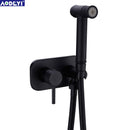 Bidé de latón para inodoro, juego de pañales de bidé de mano, juego de ducha de baño negro frío y caliente, rociador Shattaf, Kit de ducha de chorro portátil