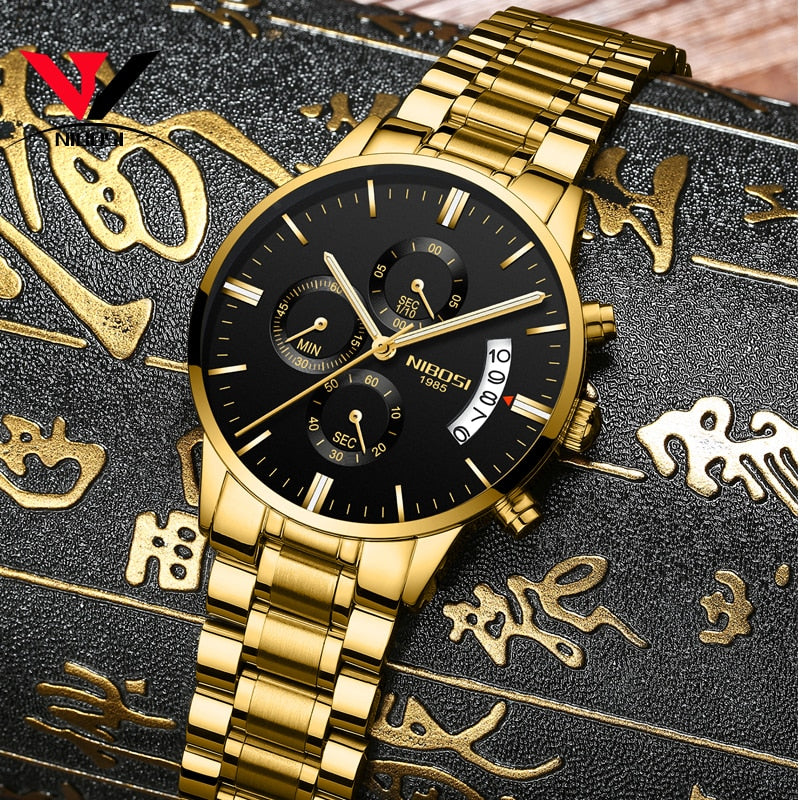 Relogio Masculino NIBOSI Sportuhren für Herren Military Army Analog/Chronograph Herrenuhr Edelstahl Dress Male Clock Saat