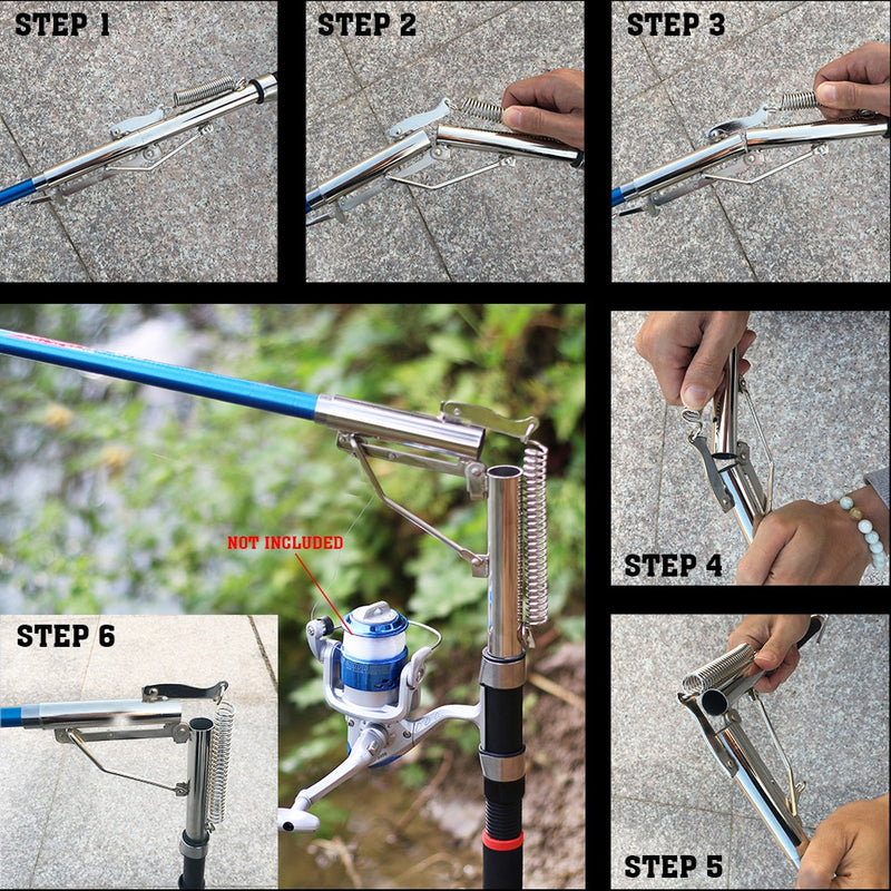 GHOTDA, nuevo, plegable, automático, doble ángulo de resorte, soporte para aparejos de caña de pescar, soporte de pesca de acero antioxidante, soporte para caña de pescar Ta