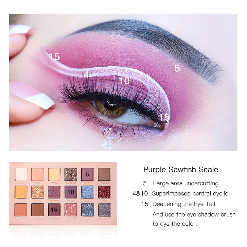 Pudaier 18 colors Eyeshadow Pallete Variety Mermaid Palette of Shadows Glitter Eyeshadow High Quality Waterproof of matte shadow