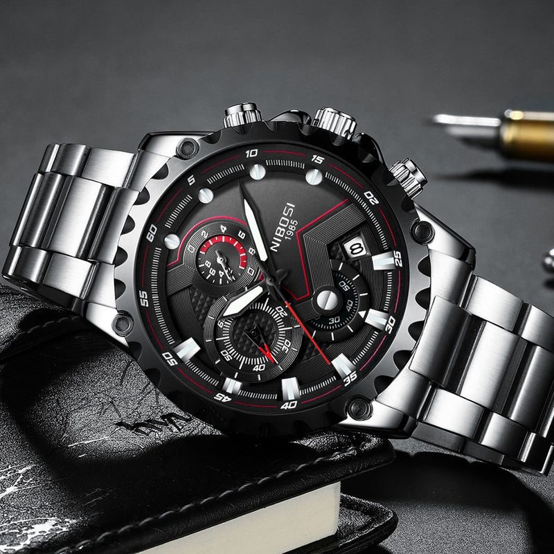 Reloj NIBOSI para hombre, relojes deportivos de esfera grande, reloj militar de moda para hombre, reloj de pulsera de cuarzo para hombre, reloj Masculino