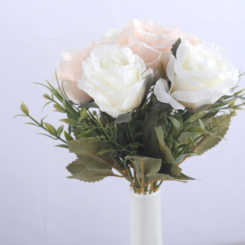 Flores artificiales rosas blancas de 6 cabezas, seda de alta calidad para decoración de bodas, flores grandes falsas de invierno, rojas para decoración del hogar, otoño