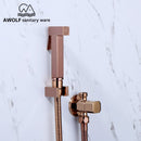Solid Brass Rose Gold Hand Held Bidet Sprayer Square Toilet Shattaf Dual Single Copper Valve Douche Kit Shower Head AP2180