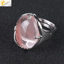CSJA Neue Frauen Fingerringe Oval Naturstein Cabochon Tigerauge Opal Unakit Rosa Quarz Lapislazuli Chakra Ehering E583