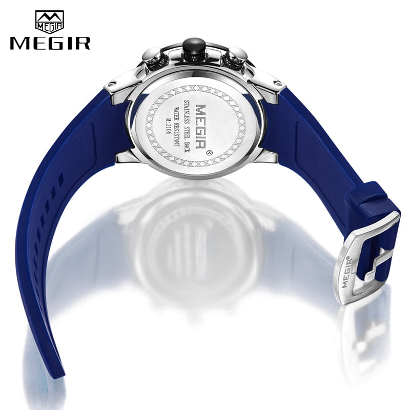 2022 New MEGIR Watch Men Luxury Brand Silicone Sport Chronograph Quartz Clock Mens Watches Waterproof Date Military Wrist Watch