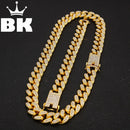 2cm HipHop Gold Color Iced Out Crystal Miami Cuban Chain Gold silver color Collar Pulsera Set VENTA CALIENTE EL HIPHOP KING
