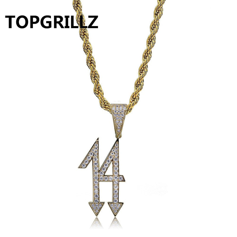 Mode 14 Buchstaben Iced Out Anhänger &amp; Halsketten Männer Frauen Zirkon Hip Hop Ketten Schmuck Gold Silber Farbe Charms für Geschenke