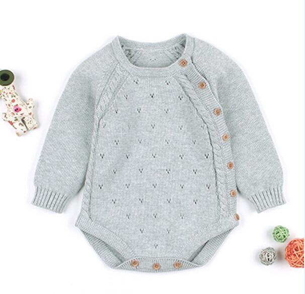 Baby Boy Girl Autumn Winter Clothes Long Sleeve Solid Color Knitted Warm Romper Jumpsuit Newborn Clothes