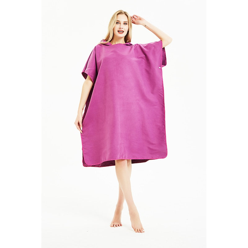 Mikrofaser-Neoprenanzug, schnell trocknend, Umkleide-Poncho-Handtuch mit Kapuze für Schwimmen, Strand, Leichtgewicht, Strand-Surf-Poncho