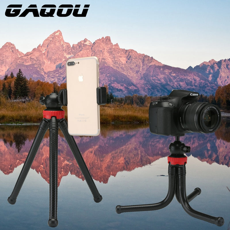 GAQOU trípode portátil Flexible pulpo viaje Mini teléfono móvil trípode soporte monopié Selfie Stick para iPhone DSLR cámara Gopro