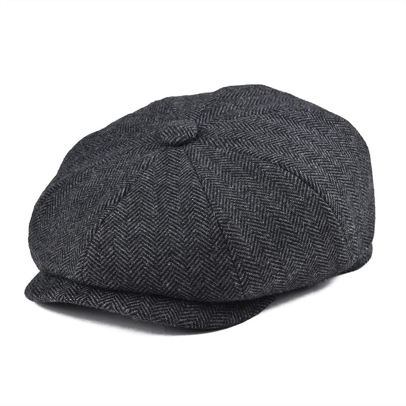 BOTVELA Wool Tweed Newsboy Cap Herringbone Hombres Mujeres Clásico Retro Sombrero con forro suave Driver Cap Negro Marrón Verde 005