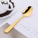 Cucharas de té de 8 Uds., cuchara de café de acero inoxidable, minicuchara dorada creativa, juego de vajilla colorida para postre, cuchara para helado para fiesta