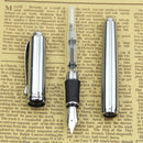 Luxury Brand Jinhao X750 Silver Stainless Steel Fountain Pen Medium 18KGP Nib School Office Name Ink Pens Gift Stationery