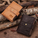 2022 100% billetera Rfid de cuero genuino para hombre, billeteras Crazy Horse con monedero, monedero corto para hombre, Mini billetera de alta calidad para niños