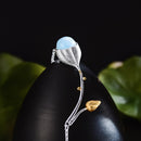 Lotus Fun Real 925 Sterling Silver Natural Stone Handmade Designer Fine Jewelry Elegant Lotus Buds Necklace for Women