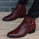 Nuevas botas de moda para hombre de cuero genuino para hombre, botines cálidos de felpa para otoño e invierno británico, Zapatos informales para hombre, Zapatos para hombre
