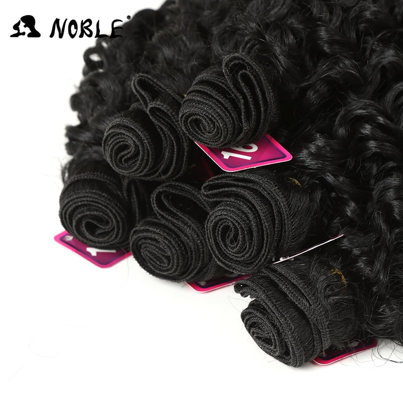 Noble Synthetic Hair Weave 16-20 inch 7Pieces/lot Afro Kinky Curly Hair Bundles With Closure African lace For Women hair Extensi