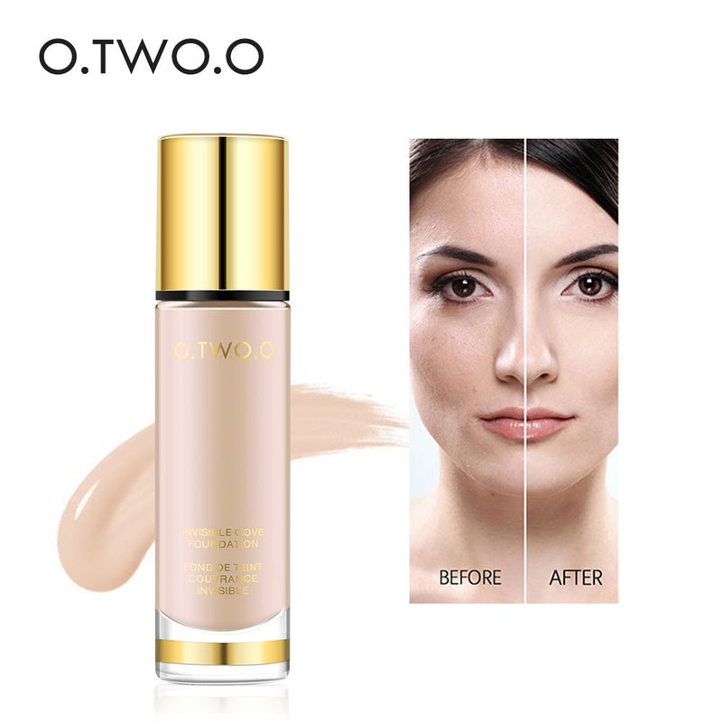 O.TWO.O Liquid Foundation Invisible Full Coverage Make Up Concealer Whitening Moisturizer Waterproof Makeup Foundation 30ml