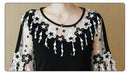 Fashion Elegant Patchwork Floral Lace Chiffon Dress Flare Short Sleeve Black Summer Dress Casual Plus Size Dress Women 2724 50