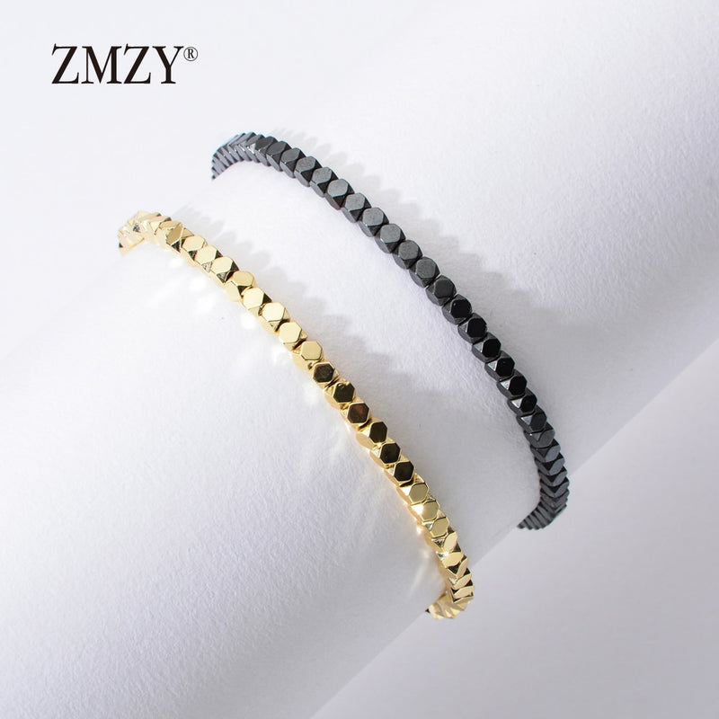 ZMZY nueva moda minimalista hecha a mano Boho pulsera piedra hematita cuentas pulsera joyería regalo amistad mujeres Accesorios