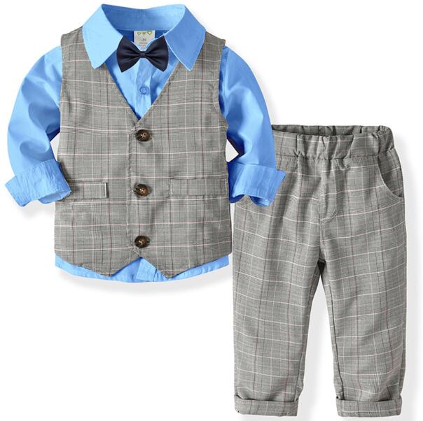 Jungen Kleidung Frühling Herbst Mode Baby Anzug Britische Wind Kinderanzüge Gentleman Langarm Shirt Weste Hosen Kinder Sui