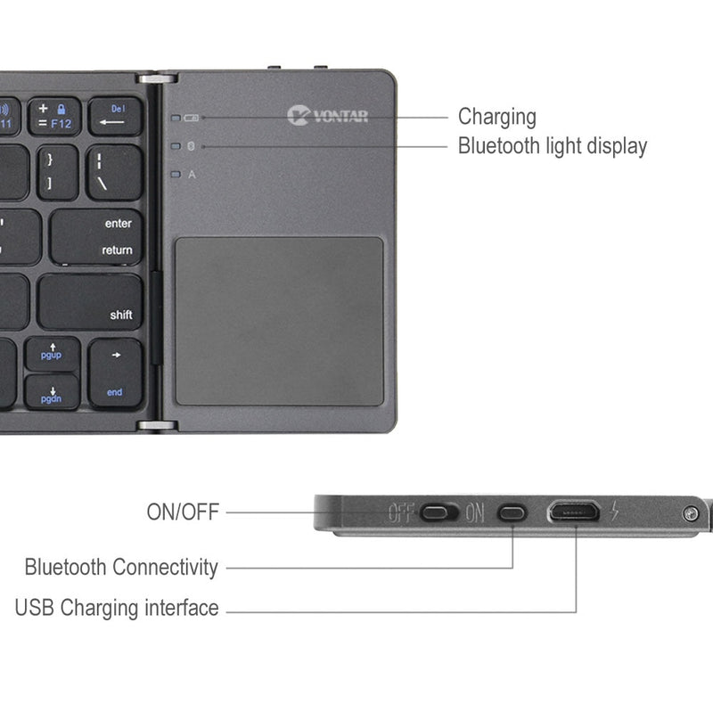 Folding Bluetooth Keyboard Wireless Klavye English/Russian/Spanish/Arabic/Hebrew/Portugues for IOS/Android/Windows ipad Tablet