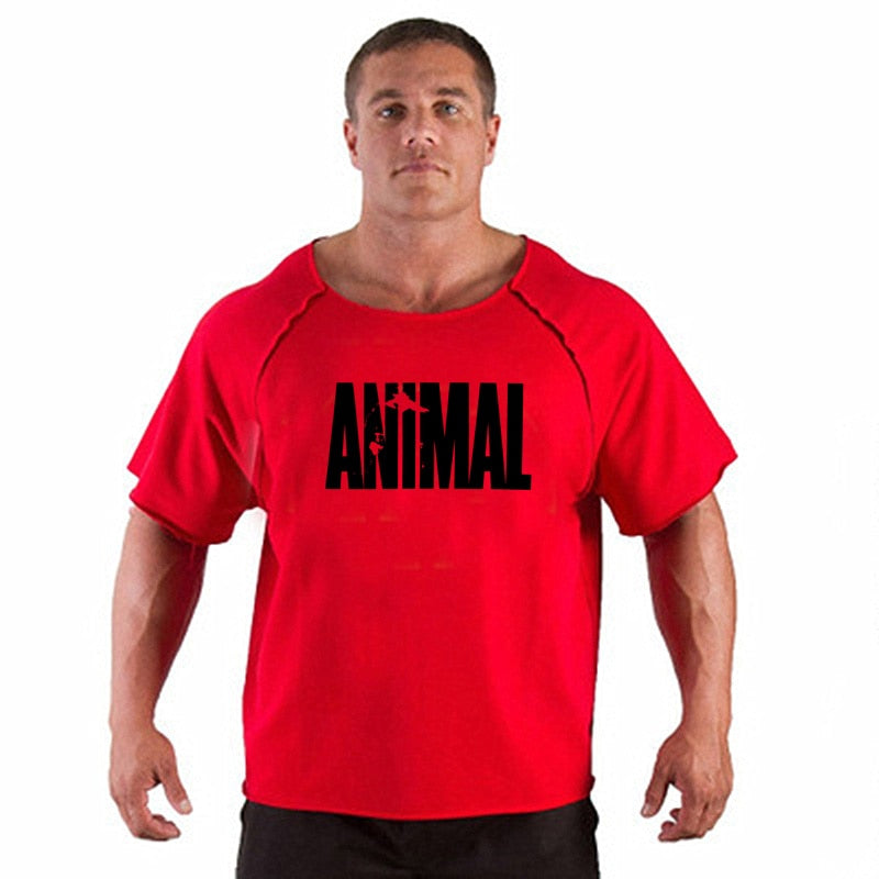 ANIMAL New Men Short Sleeve Cotton t-shirt Summer Casual Fashion Gym Fitness Bodybuilding T shirt Male Loose Tees Tops Clothing