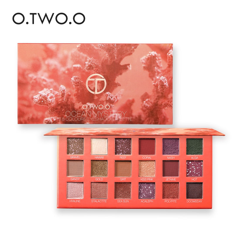 O.TWO.O Eye Shadow Matte Shimmer Pigment Powder 18 Colors Long Lasting Makeup Brown Purple Eyeshadow Make Up Palette New Arrival