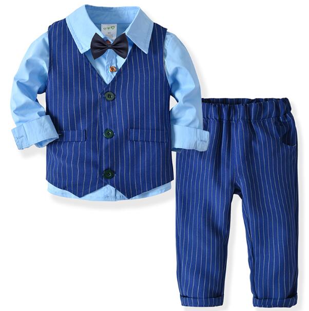 Jungen Kleidung Frühling Herbst Mode Baby Anzug Britische Wind Kinderanzüge Gentleman Langarm Shirt Weste Hosen Kinder Sui