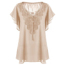 Plegie Large Size Lace Patchwork Shirt Womens Tops and Blouses Short Sleeve Big Size Blusas Femininas Blusas Mujer De Moda 2022