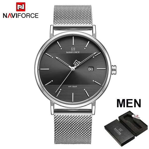 NAVIFORCE Couple Watch Luxury Quartz Mens Watch Women Simple Wristwatch Clock for Male Female Waterproof Lovers Gift Watch 2019