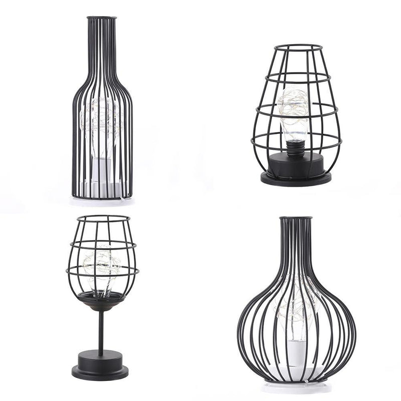 Creative Iron Minimalist Hollow Table Lamps Warm Light Vintage Copper Wire Lantern Bedroom Bedside Desk Light For Home Decor