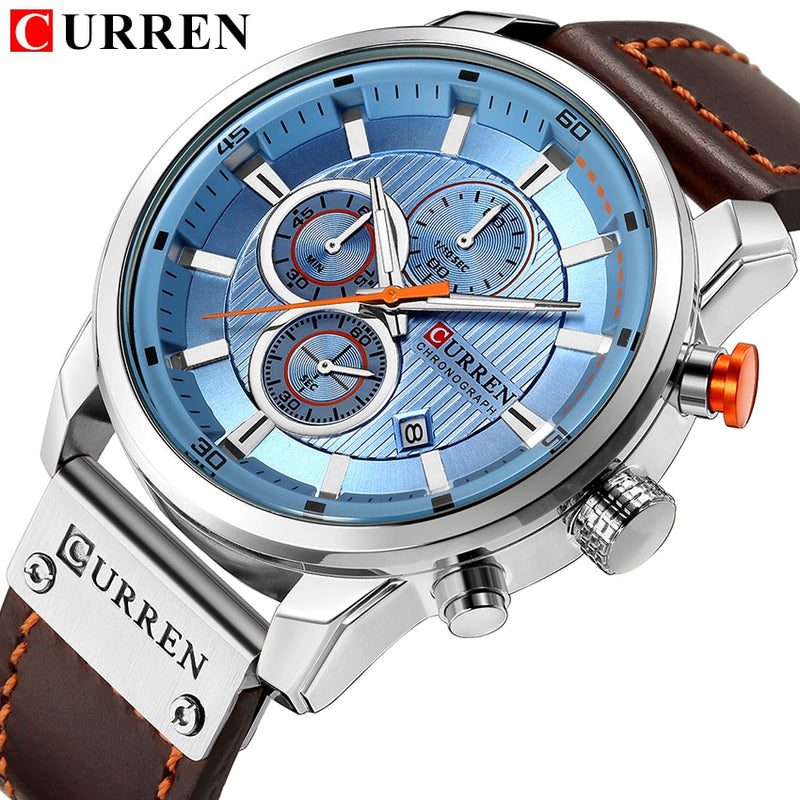 Relojes de cuarzo para hombre con correa de cuero de moda CURREN de lujo de marca superior, relojes de pulsera informales con fecha de negocios para hombre, reloj Montre Homme