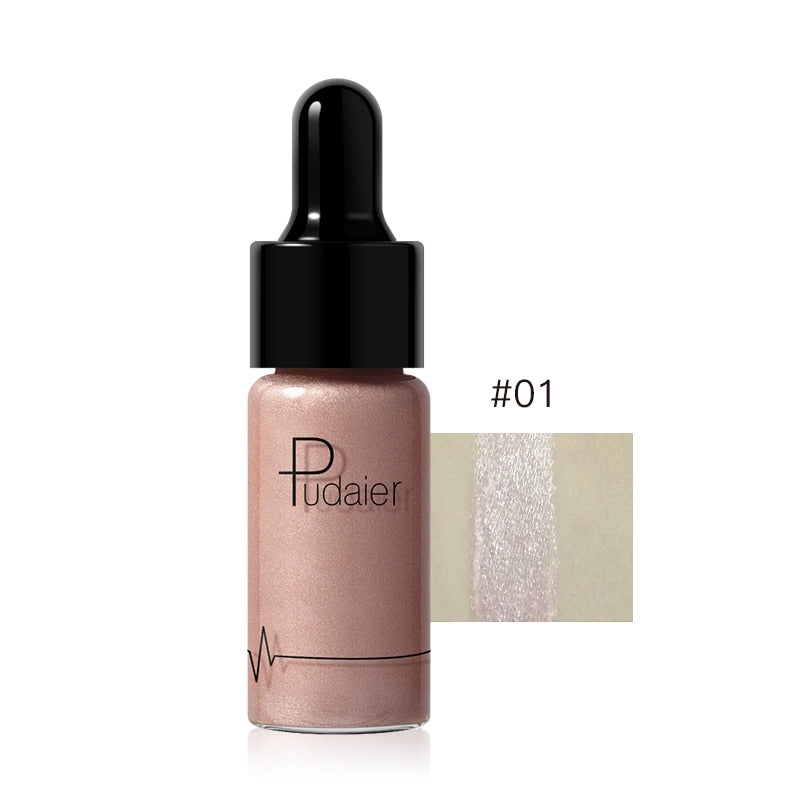 Pudaier Liquid Face Highlighter Makeup Brightener Bronzer Luminous Shimmer Glow Creator Corrector Crema resaltadora de larga duración