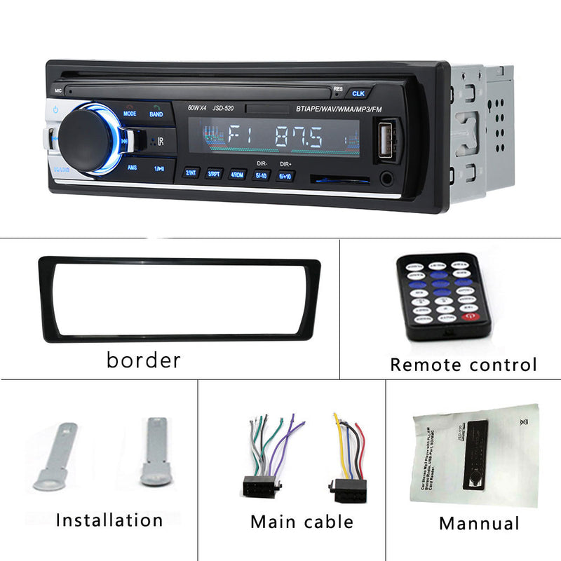 Podofo Autoradio Stereo Player Digital Bluetooth MP3 Player JSD-520 60Wx4 FM Audio Stereo Musik USB/SD mit In Dash AUX Eingang