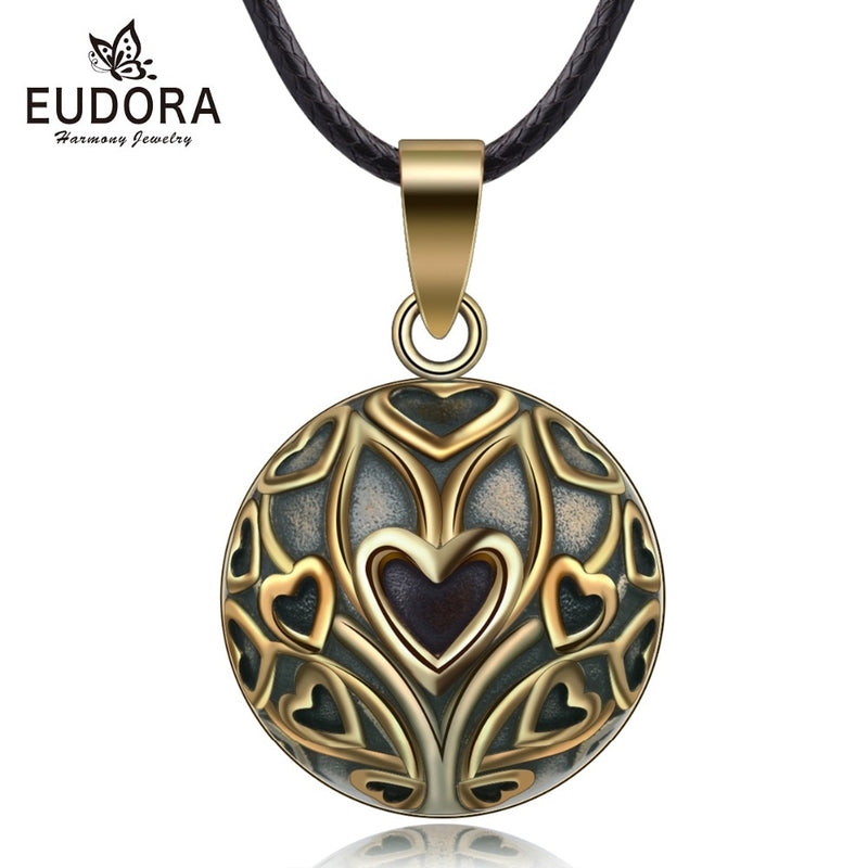 Eudora Copper Vintage Heart Tree Mexican Harmony Bola Ball  Pendant Necklace for Pregnancy Baby Vintage fine Jewelry N14NB327