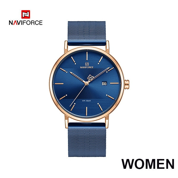 NAVIFORCE Couple Watch Luxury Quartz Mens Watch Women Simple Wristwatch Clock for Male Female Waterproof Lovers Gift Watch 2019