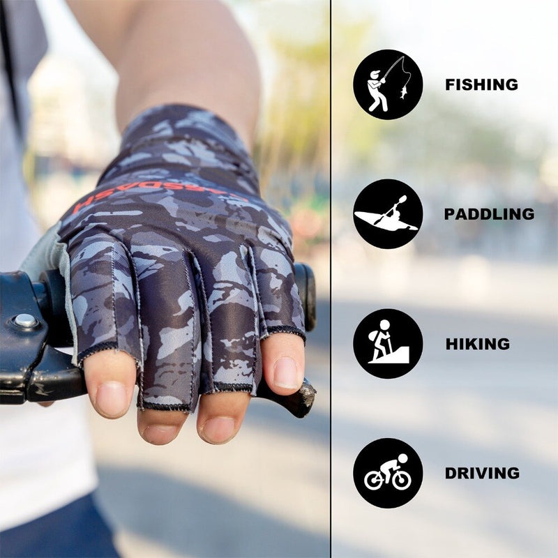 Bassdash ALTIMATE Sun Protection Fingerless Fishing Gloves UPF 50+ Men's Women's UV Gloves for Kayaking Paddling Hiking Cycling