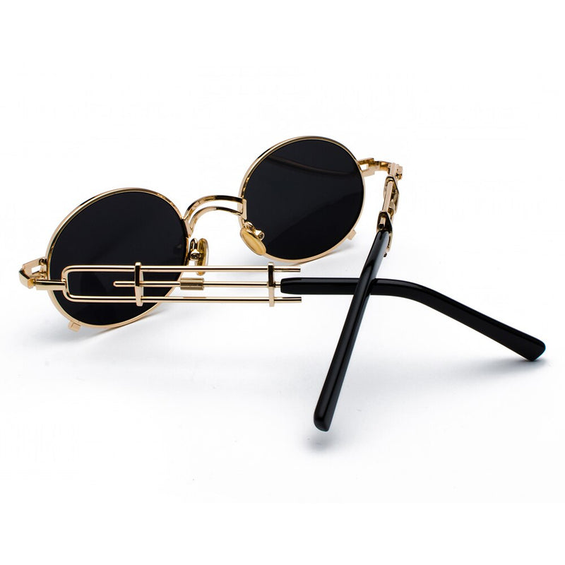 Kachawoo Metal redondo Steampunk gafas de sol hombres Retro Vintage gótico Steam Punk gafas de sol para mujeres verano 2018