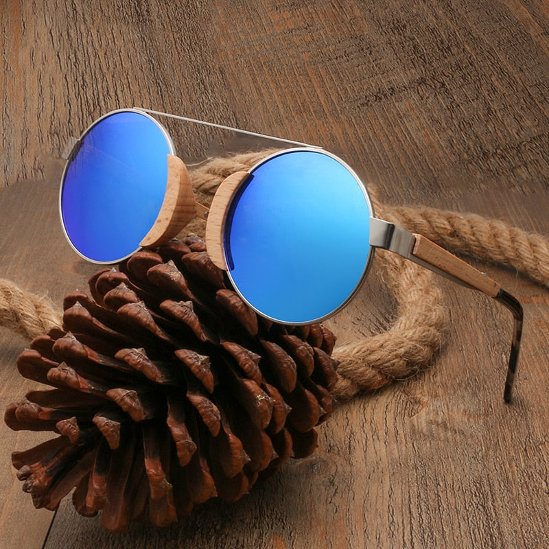 2021 Wooden Bamboo Round Sunglasses For Men And Women Polarized Lens Glasses Brand Designer Free Shipping