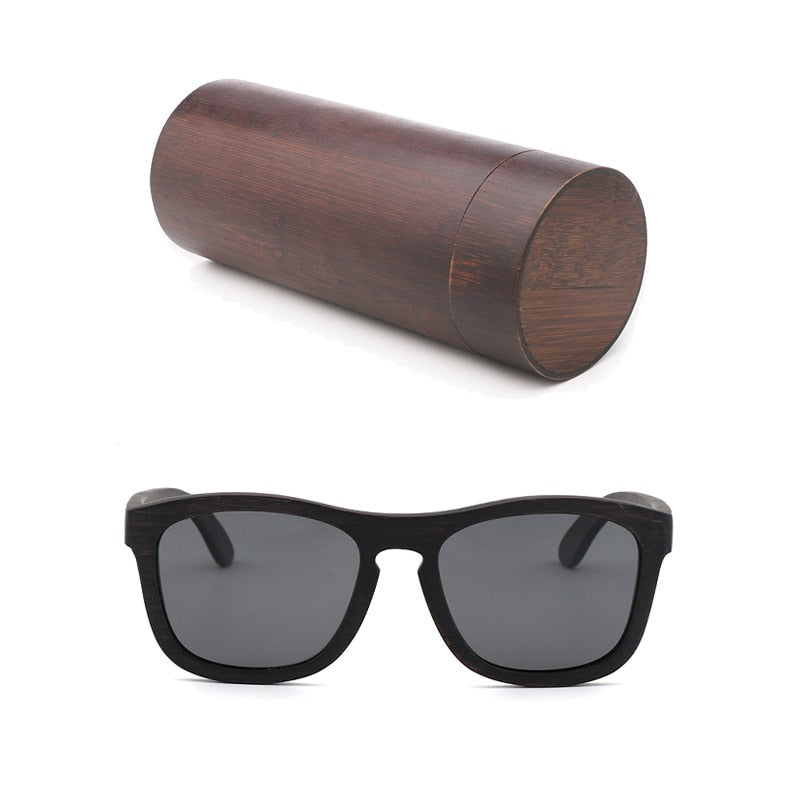 Retro hombres polarizados mujeres gafas de sol madera negra niños parejas gafas de sol hechas a mano UV400 con caja de madera de bambú