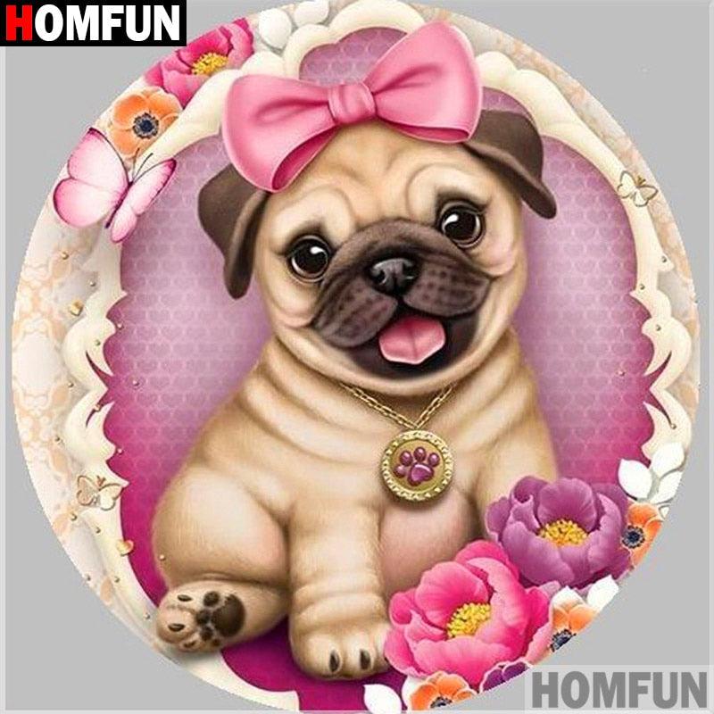 HOMFUN Full Square/Round Drill 5D DIY Diamond Painting "Animal dog" 3D Diamond Embroidery Cross Stitch Home Decor A19994