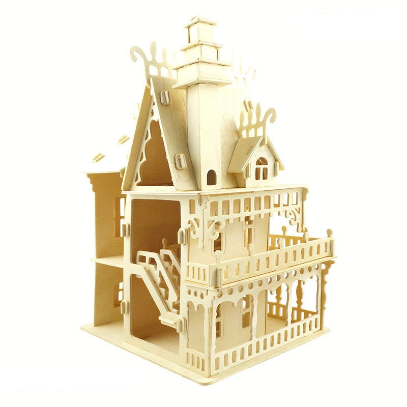 Casa de muñecas de madera muebles en miniatura juguete DIY montaje casa de muñecas mini casa de muñecas para niñas regalos niños rompecabezas 3D juguetes