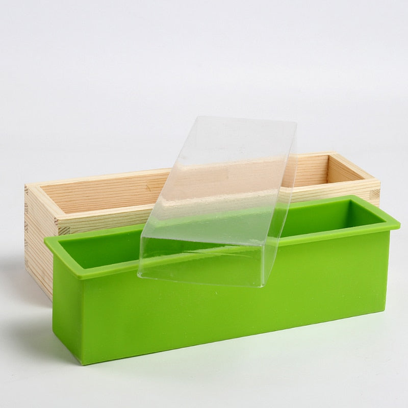 Boowan Nicole Silicone Soap Mold for Soap Making 800g Loaf Mould Silicone Liner with Wooden Box Soap Making Supplies