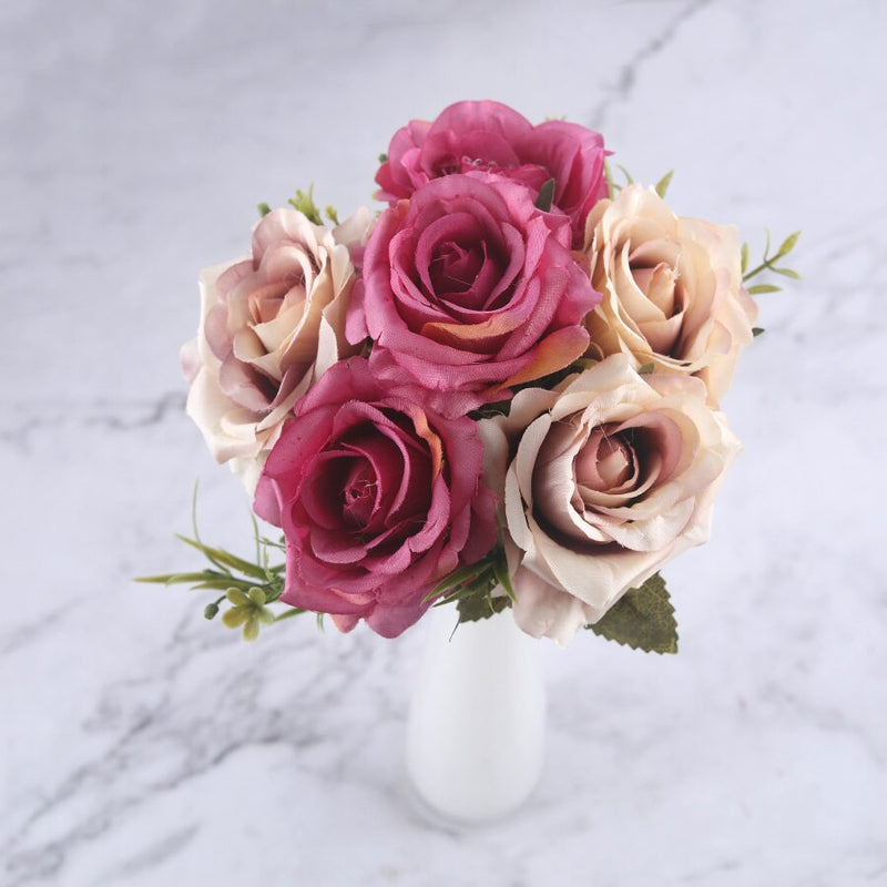 Flores artificiales rosas blancas de 6 cabezas, seda de alta calidad para decoración de bodas, flores grandes falsas de invierno, rojas para decoración del hogar, otoño