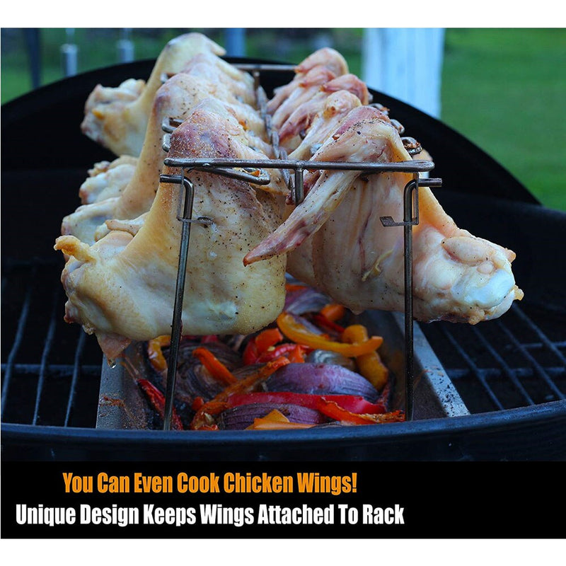 LMETJMA Chicken Wing and Leg Rack 14 Slot Stainless Steel Chicken Leg Grill Rack Chicken Drumstick Roaster For Oven Grill KC0272