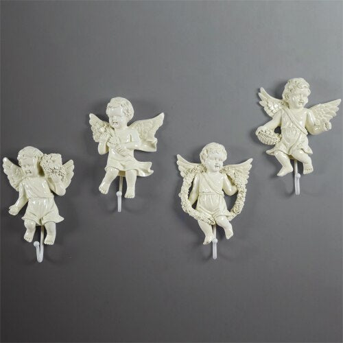 European angel statue wall decor hanger Creative TV blackground home mural living room wall art coat bag keys holder hanger